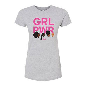 Juniors' Barbie "GRL PWR" Fitted Graphic Tee
