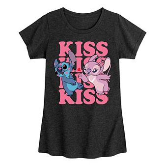 Disney's Lilo & Stitch Girls 7-16 Kiss Repeated Graphic Tee