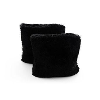 Cheer Collection Set Of 2 Shaggy Long Hair Throw Pillows