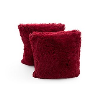 Cheer Collection Set Of 2 Shaggy Long Hair Throw Pillows