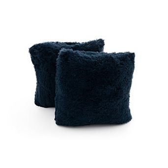 Cheer Collection Set Of 2 Shaggy Long Hair Throw Pillows