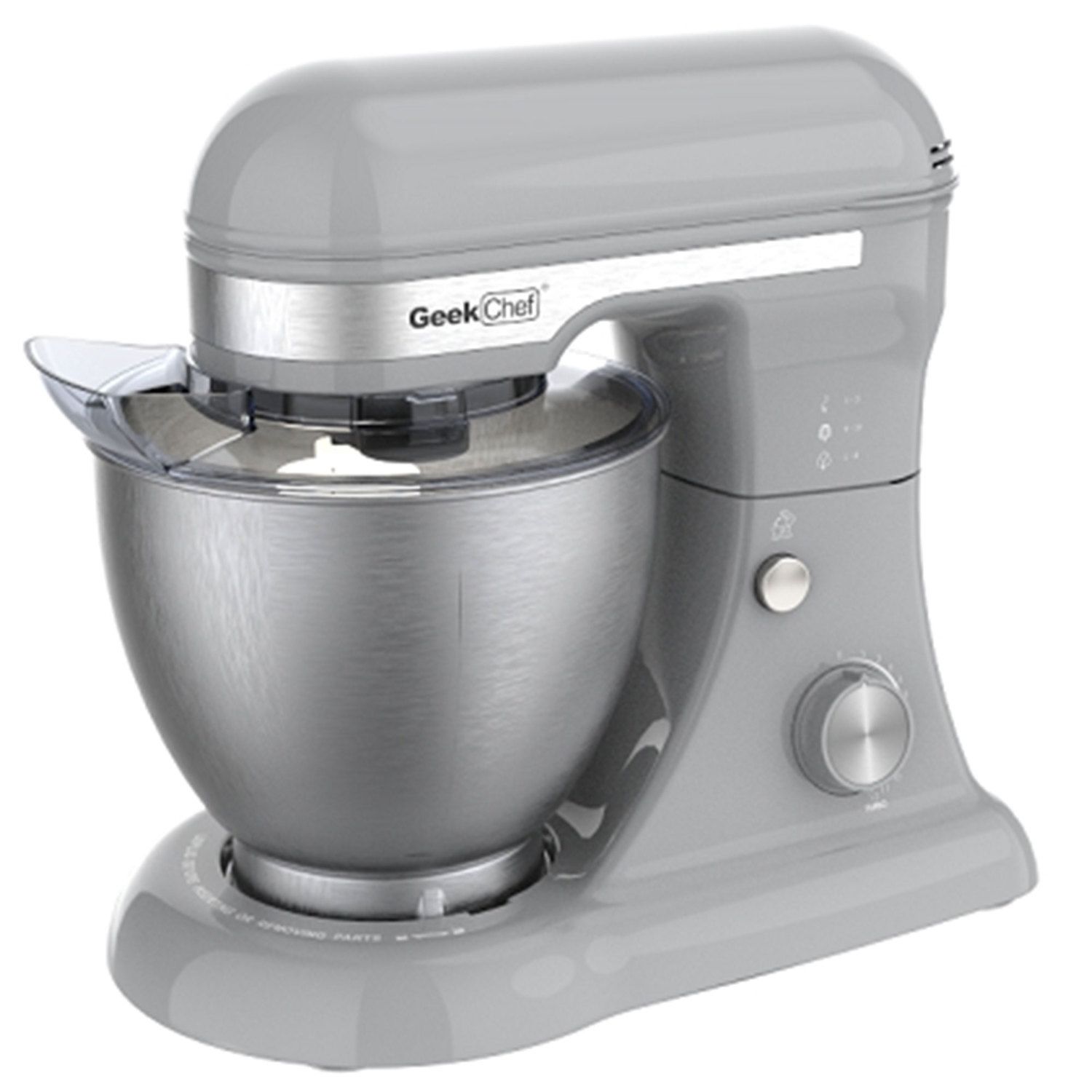 HOMCOM Stand Mixer with 6+1P Speed 600W Tilt Head Kitchen Electric Mixer  with 6 Qt Stainless Steel Mixing Bowl Beater Dough Hook and Splash Guard  for Baking Bread Cakes and Cookies White