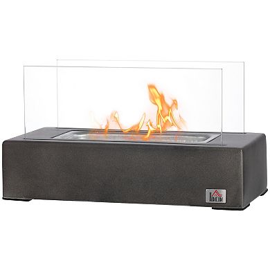 Tabletop Ethanol Fireplace Portable Alcohol Fireplace With Lid, Light Grey