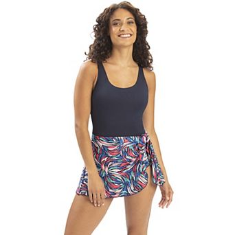 Women's Dolfin Print Swimdress & Attached Sarong