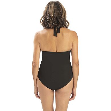 Women's Dolfin Solid Ruched One-Piece Swimsuit 