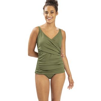 Women's Dolfin Solid Wrap Front Tankini Swim Top