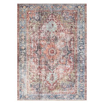 World Rug Gallery Traditional Distressed Machine Washable Area Rug