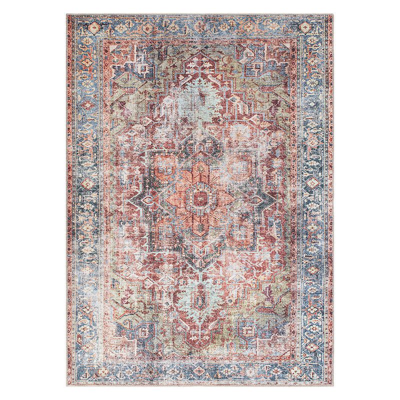 World Rug Gallery Traditional Distressed Machine Washable Area Rug, Multico