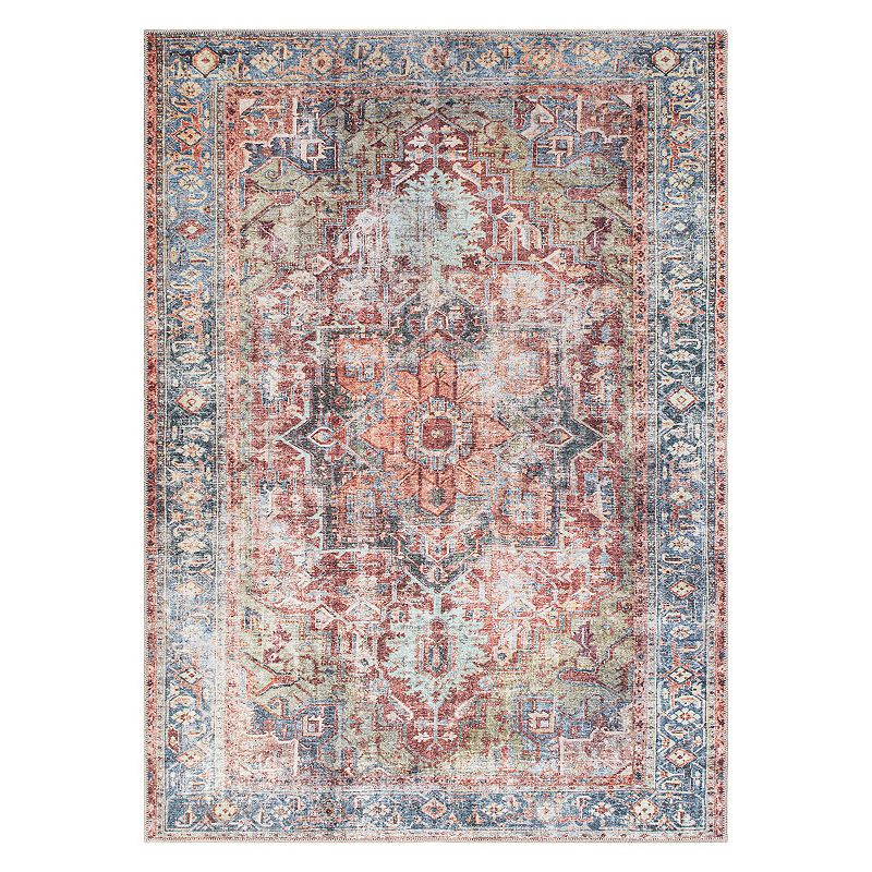 World Rug Gallery Traditional Distressed Machine Washable 10ft x 14ft  Multi Area Rug