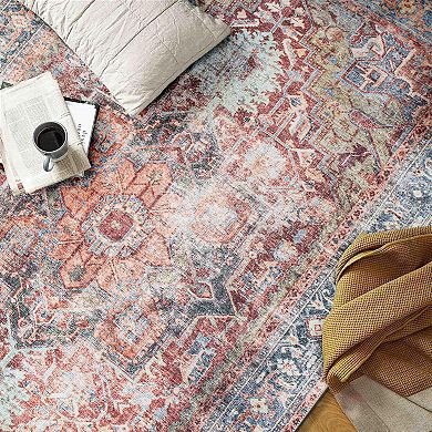 World Rug Gallery Traditional Distressed Machine Washable Area Rug