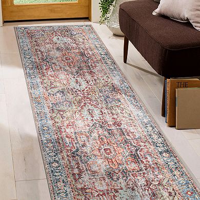 World Rug Gallery Traditional Distressed Machine Washable Area Rug