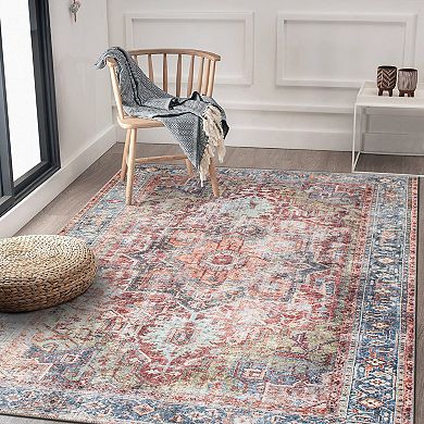 World Rug Gallery Traditional Distressed Machine Washable Area Rug