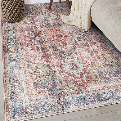 World Rug Gallery Traditional Distressed Machine Washable Area Rug