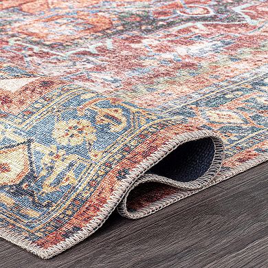 World Rug Gallery Traditional Distressed Machine Washable Area Rug