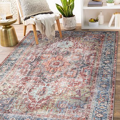 World Rug Gallery Traditional Distressed Machine Washable Area Rug