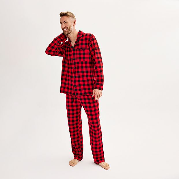 Men s Jammies For Your Families Buffalo Plaid Notch Top Bottoms