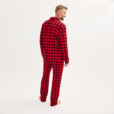 Men s Jammies For Your Families Buffalo Plaid Notch Top Bottoms Pajama Set by Cuddl