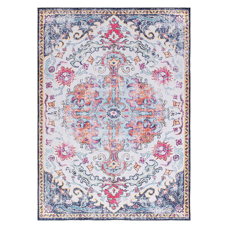 World Rug Gallery Distressed Bohemian Machine Washable Area Rug, Multicolor, 10X14 Ft