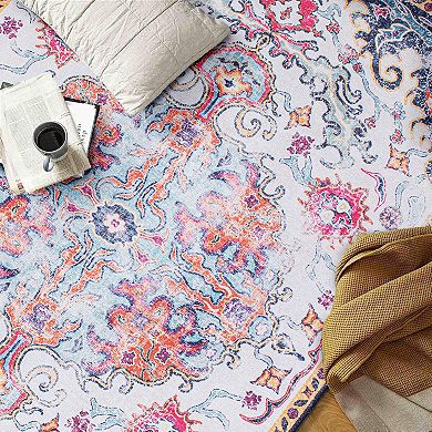 World Rug Gallery Distressed Bohemian Machine Washable Area Rug
