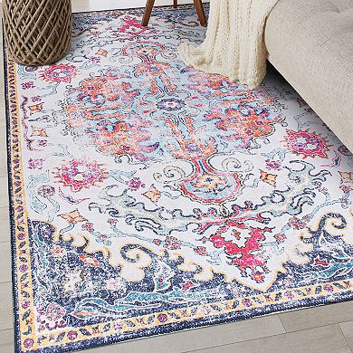 World Rug Gallery Distressed Bohemian Machine Washable Area Rug