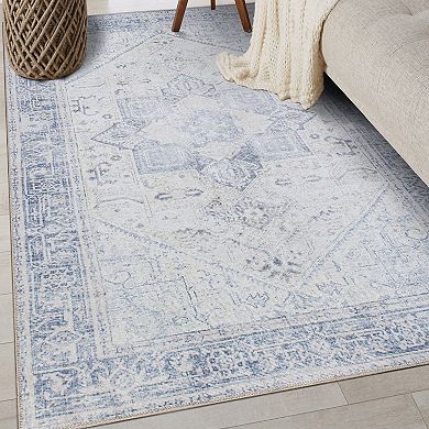 World Rug Gallery Medallion Boho Machine Washable Area Rug