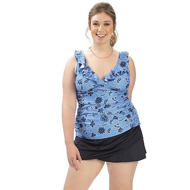 Women's Dolfin Solid Ruffle Tankini Swim Top