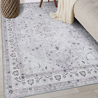 World Rug Gallery Transitional Medallion Machine Washable Area Rug