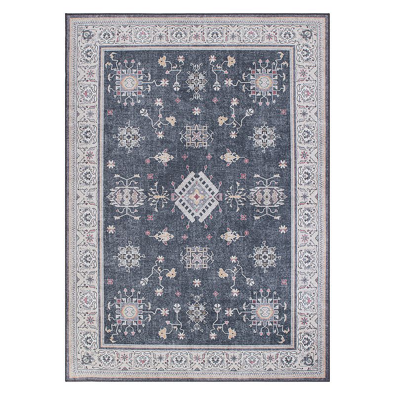 World Rug Gallery Transitional Bordered Machine Washable Area Rug, Grey, 10X14 Ft