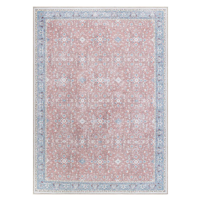 World Rug Gallery Transitional Bordered Floral Machine Washable Area Rug, O