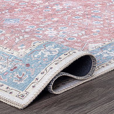 World Rug Gallery Transitional Bordered Floral Machine Washable Area Rug