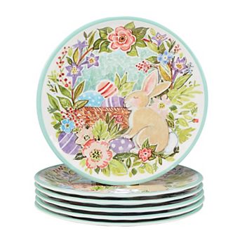 Certified International Joy of Easter 6 pc Melamine Salad Plate Set