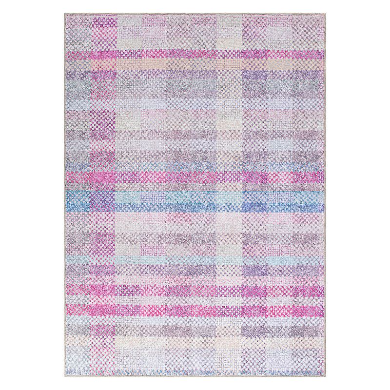 World Rug Gallery Contemporary Plaid Machine Washable Area Rug, Multicolor, 2.5X10 Ft