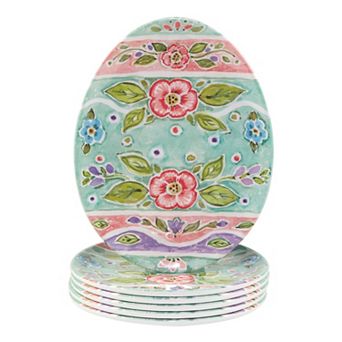 Certified International Joy of Easter 6 pc Melamine Egg Plate Set