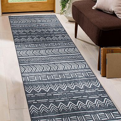World Rug Gallery Contemporary Geometric Bohemian Machine Washable Area Rug