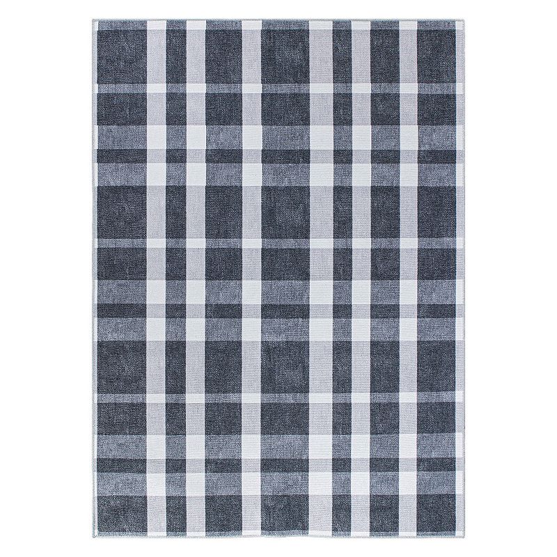 World Rug Gallery Modern Plaid Machine Washable Area Rug, Black, 10X14 Ft