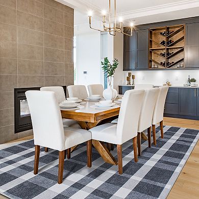 World Rug Gallery Modern Plaid Machine Washable Area Rug
