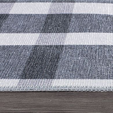 World Rug Gallery Modern Plaid Machine Washable Area Rug