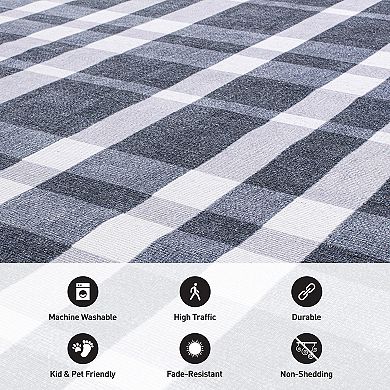 World Rug Gallery Modern Plaid Machine Washable Area Rug