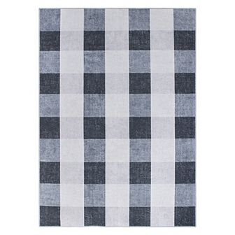 World Rug Gallery Contemporary Checkered Machine Washable Area Rug