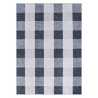 World Rug Gallery Contemporary Checkered Machine Washable Area Rug