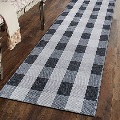 World Rug Gallery Contemporary Checkered Machine Washable Area Rug