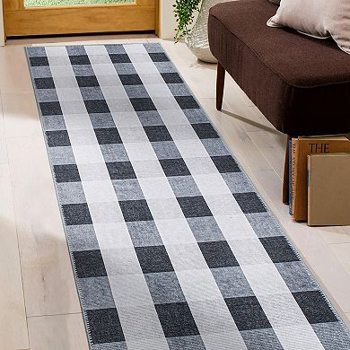 World Rug Gallery Contemporary Checkered Machine Washable Area Rug