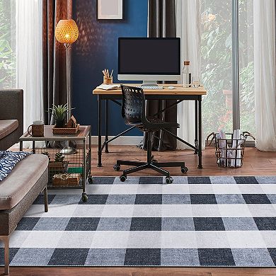 World Rug Gallery Contemporary Checkered Machine Washable Area Rug