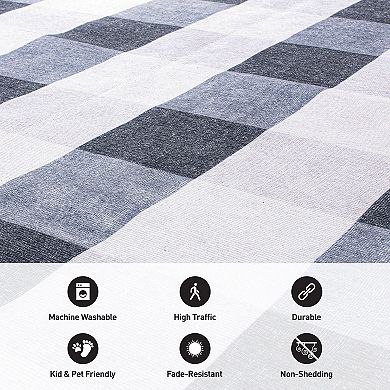 World Rug Gallery Contemporary Checkered Machine Washable Area Rug