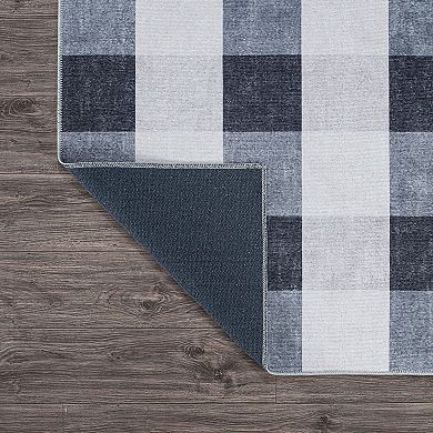 World Rug Gallery Contemporary Checkered Machine Washable Area Rug