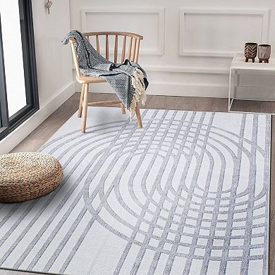 World Rug Gallery Contemporary Lines Machine Washable Area Rug