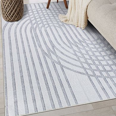 World Rug Gallery Contemporary Lines Machine Washable Area Rug