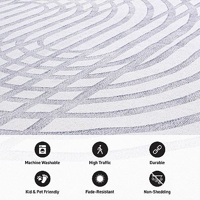 World Rug Gallery Contemporary Lines Machine Washable Area Rug