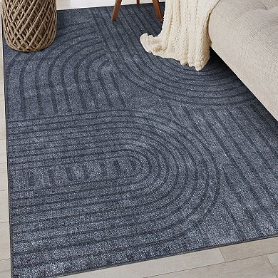 World Rug Gallery Contemporary Lines Machine Washable Area Rug