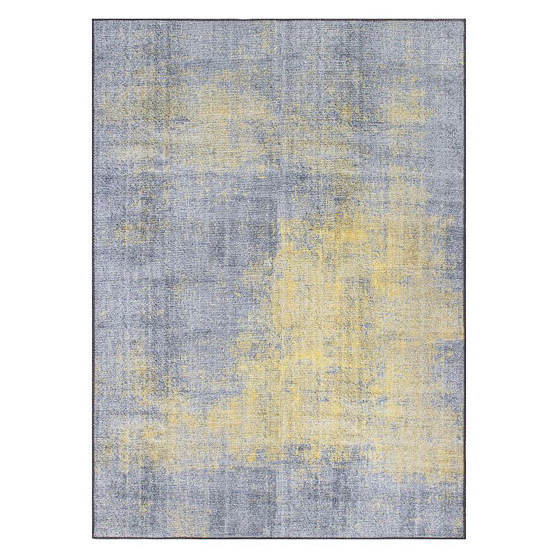 World Rug Gallery Contemporary Abstract Machine Washable Area Rug, Yellow, 10X14 Ft